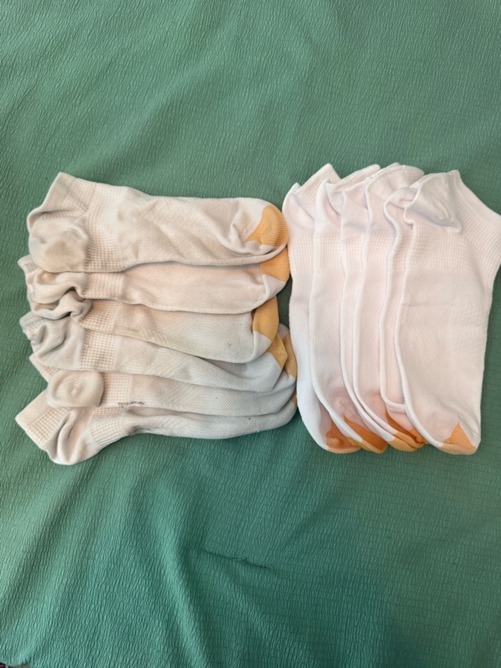 Gold Toe White Ankle Socks with Orange Toe Accents
